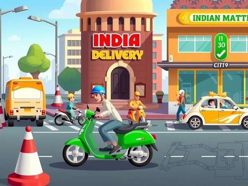 Swift Delivery Quest gameplay screenshot showing Indian city delivery